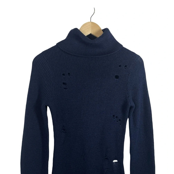 NWOT Lovers + Friends Keeney Distressed Sweater Dress in Navy Blue Size S - Picture 9 of 15